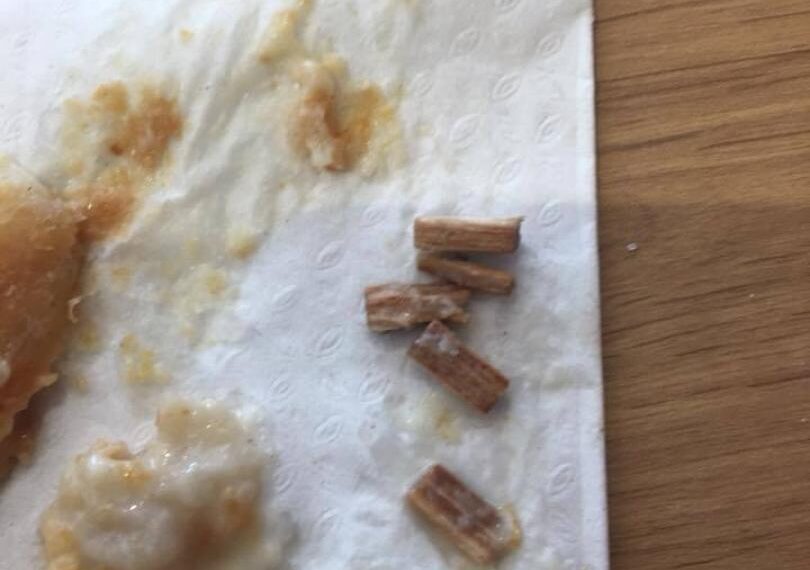 Pallet wood found in pasty bought from Greggs bakery in Barnard Castle