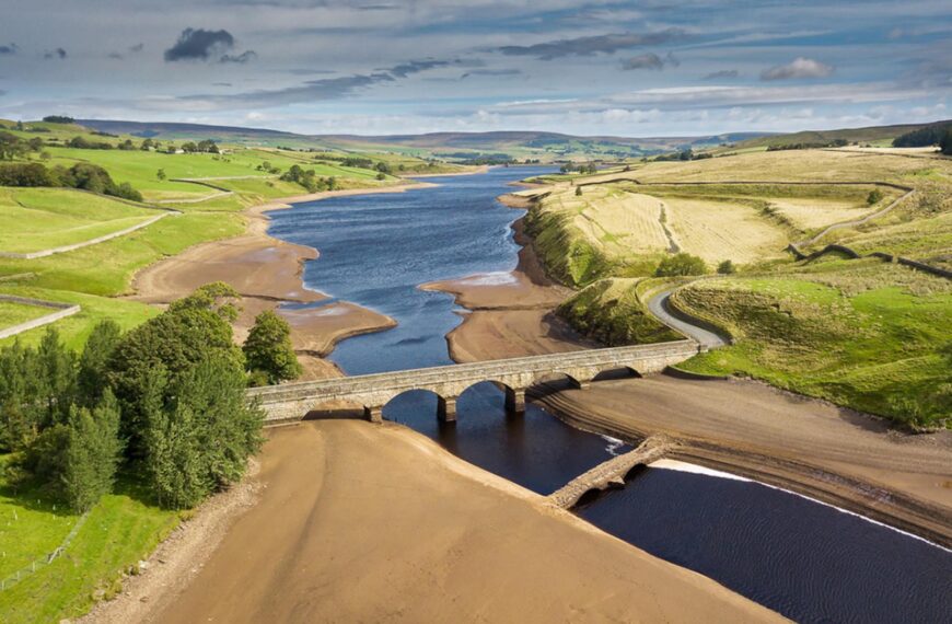 Packhorse bridge and original channel of Lune re-emerge