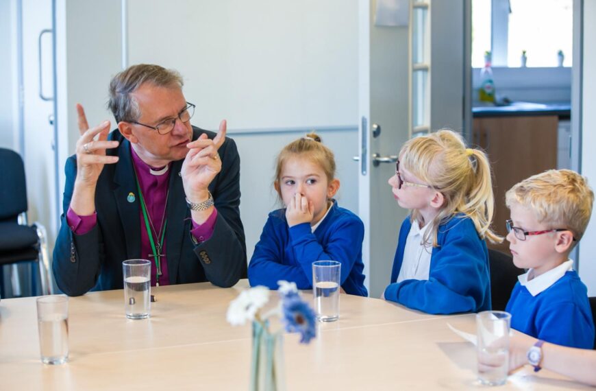 Children’s delight as bishop drops by