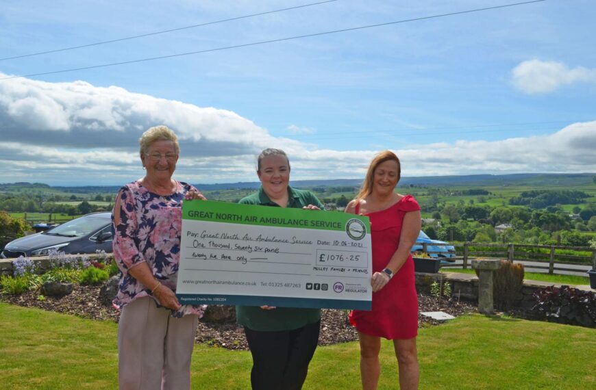 £1,000 raise for Great North Air Ambulance in memory of dale man