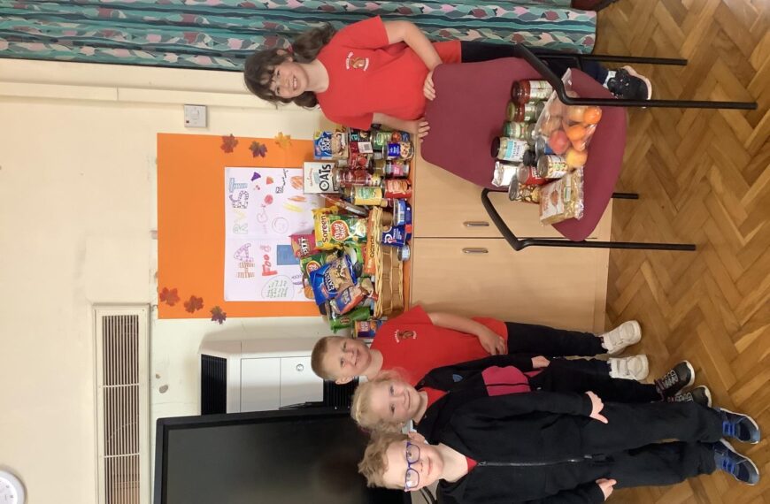 Children bring in the harvest for food bank