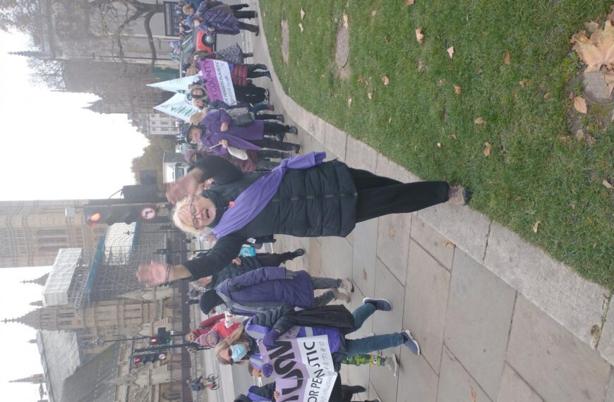 Pensioner protestor makes her point to PM