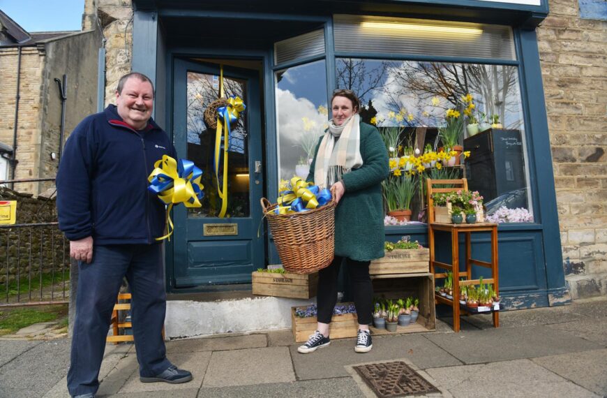 Town doors turn blue and yellow