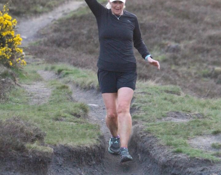 Barbara leads the way across Cockfield fell