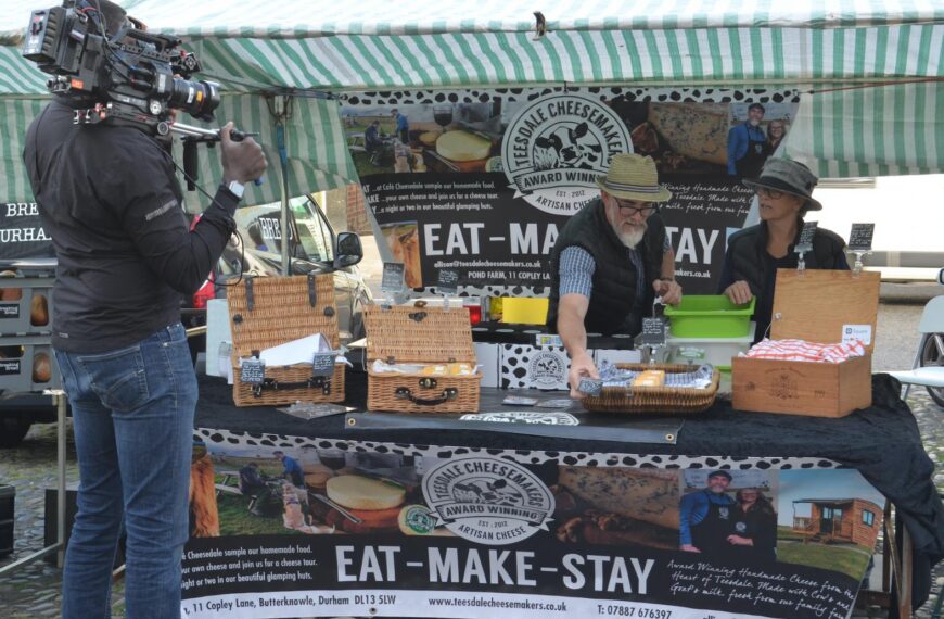 Showdown at the farmers’ market as TV cameras roll