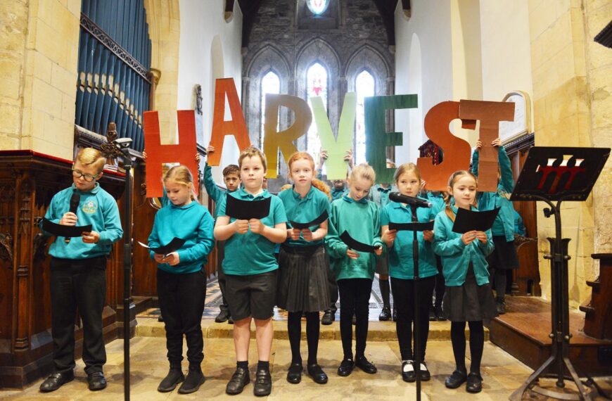 Young worship team leads harvest festival