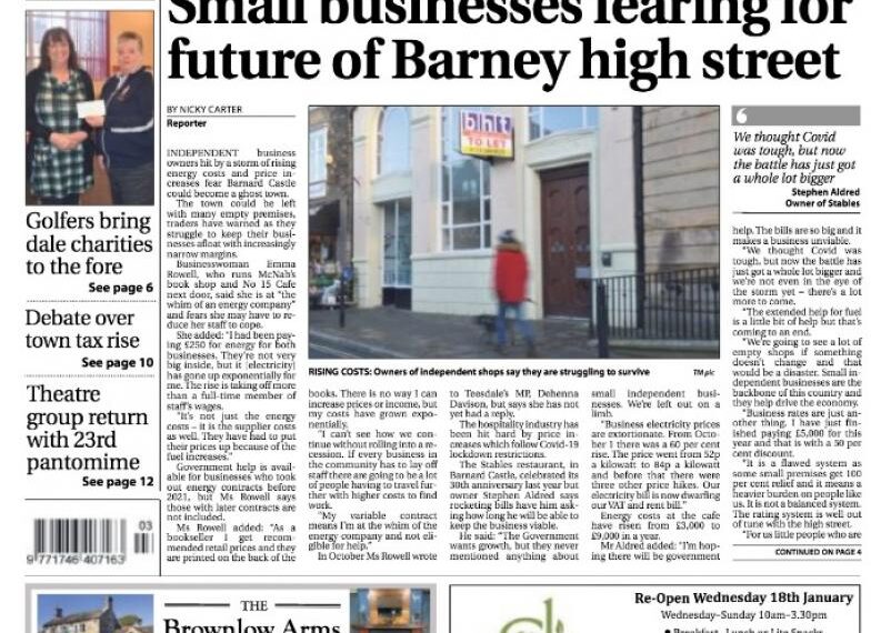 This week’s edition of the Teesdale Mercury