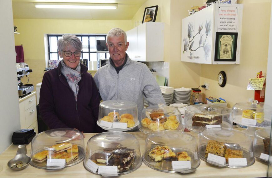 Cafe owners Julie and Cliff hanging up their aprons