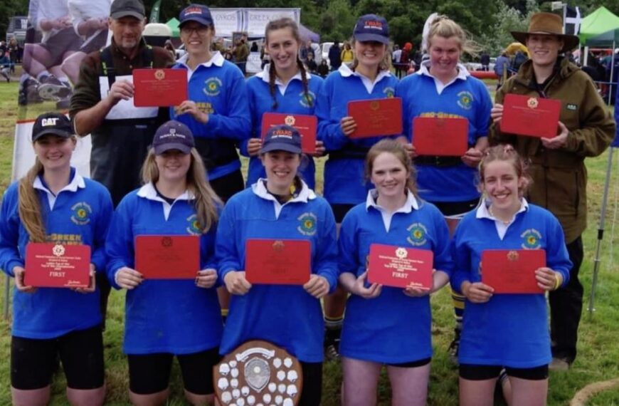 Young farmers pull off a tug of war hat-trick
