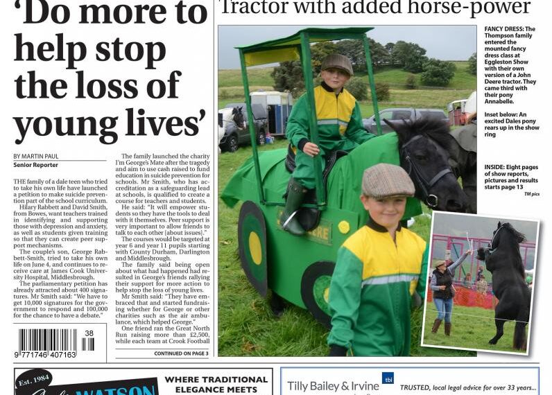 Eight pages of Eggleston Show in this week’s paper