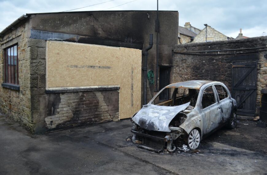 Town centre garage torched in arson attack