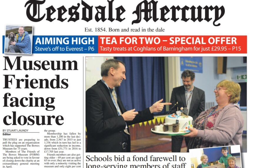 Teesdale Mercury is recruiting for its new editor